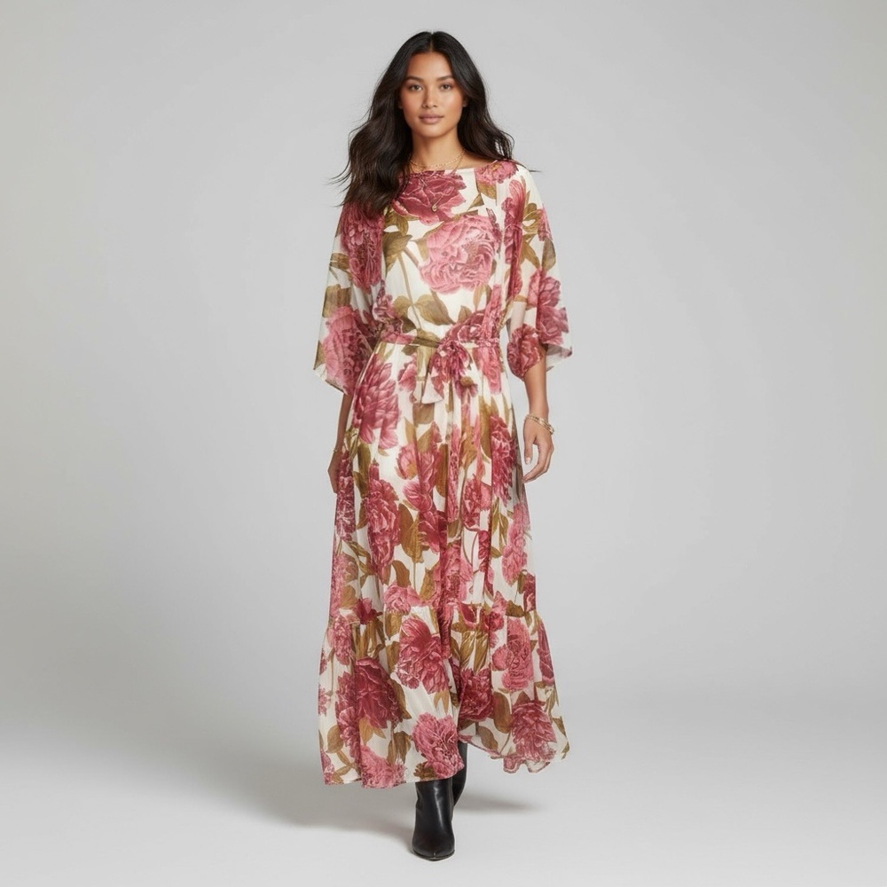 $148 NWT Women’s Joyfolie Mia Joy Severine Bourganvilla Floral Maxi Dress Sz M